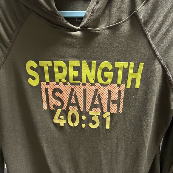 Olive Green Hoodie with Inspirational Print Isiah 40:31 #227 - Picture 2 of 6